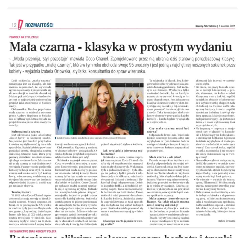 mała czarna sukienka artykuł w gazecie