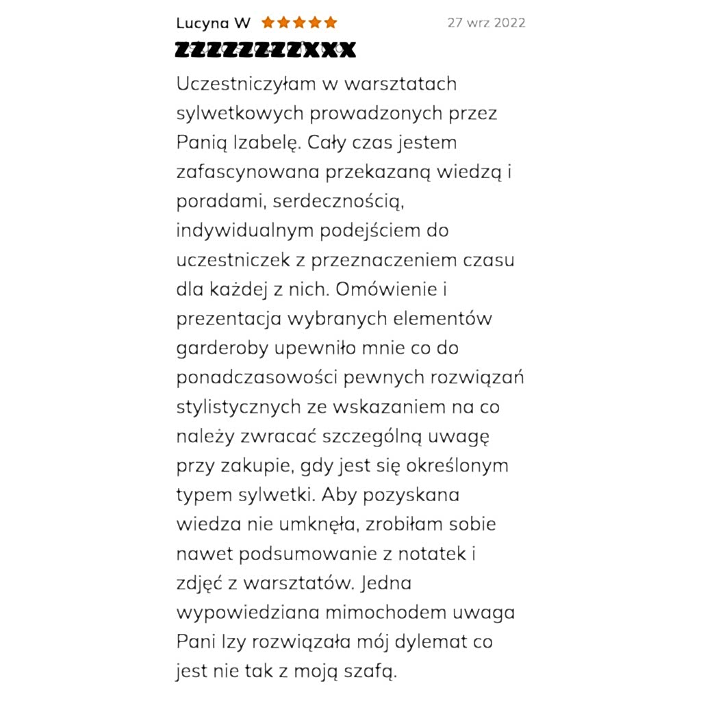 opinia klientki stylistki